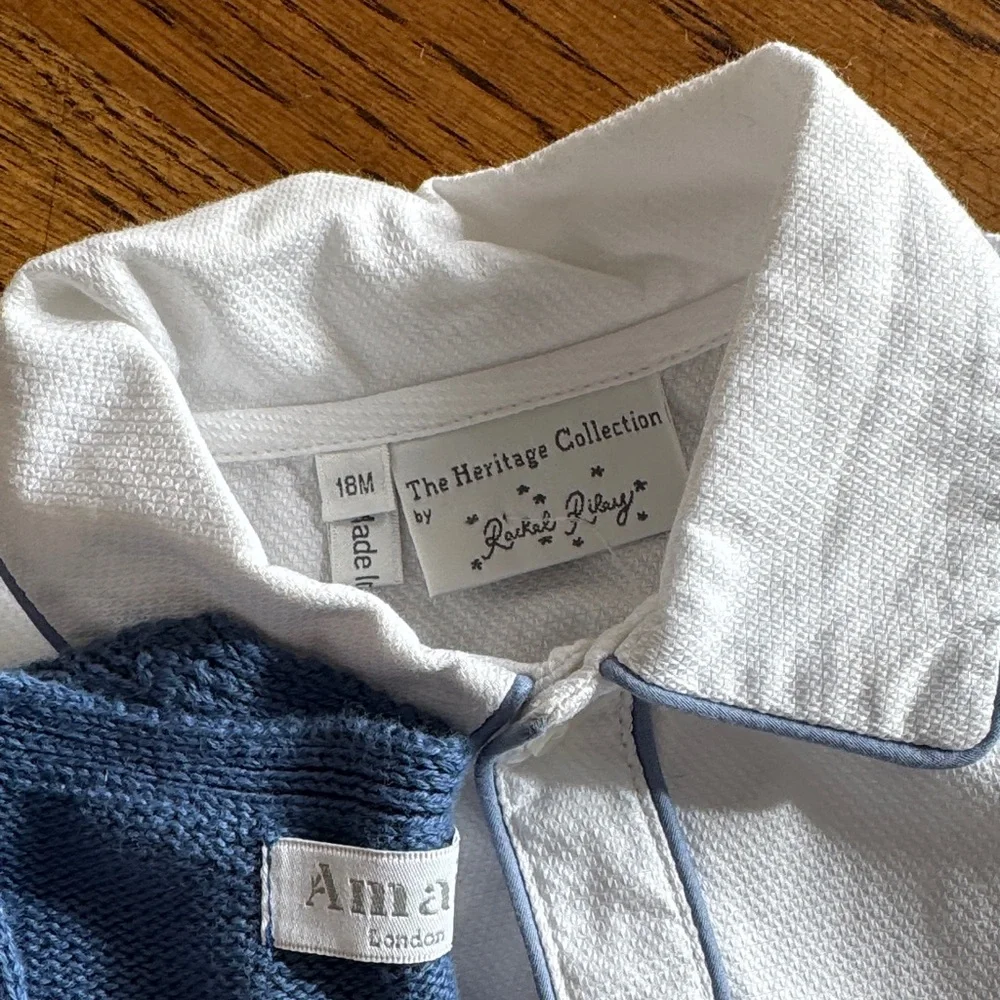 Rachel Riley Heritage White and Blue Toddler Ensemble 18 mo Prince George - Picture 4 of 6